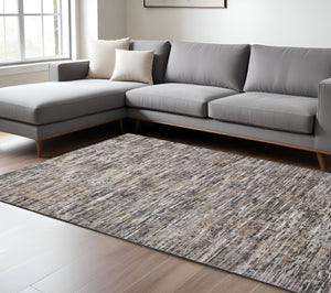 HomeRoots 4' Handcrafted Abstract Wool Area Rug in Gray, Brown & Beige - Elevate Your Space with Elegance 10' X 13' 513337