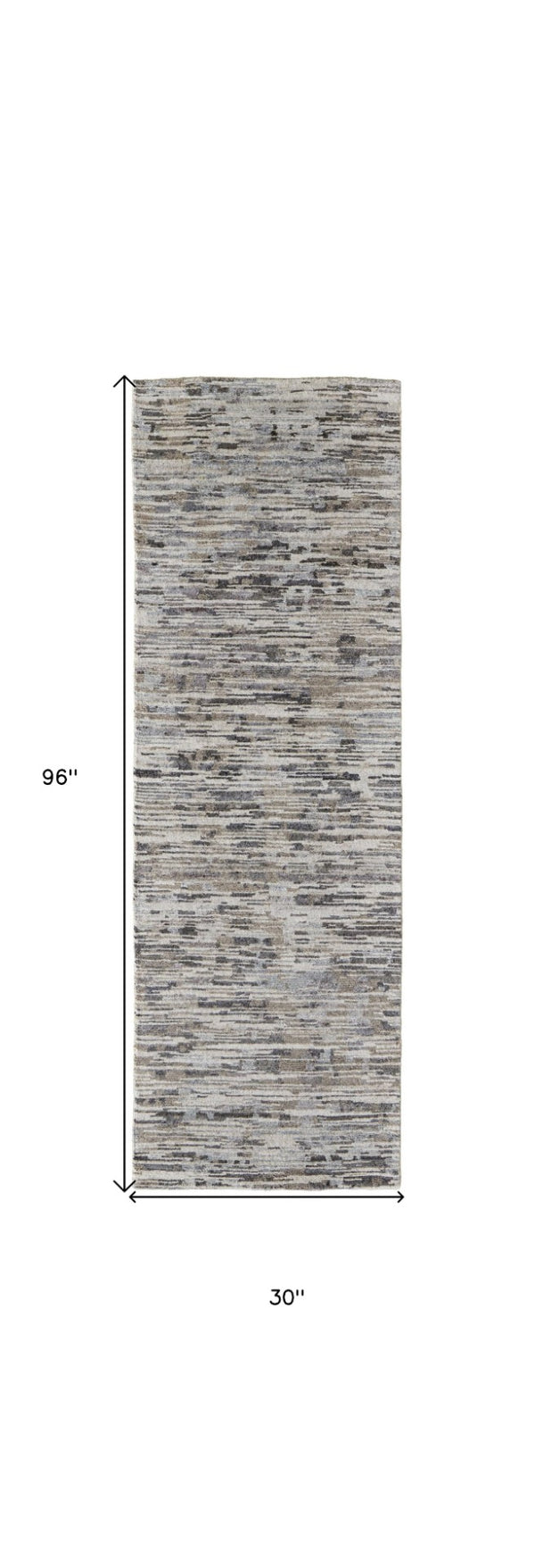 HomeRoots 4' Handcrafted Abstract Wool Area Rug in Gray, Brown & Beige - Elevate Your Space with Elegance 8' Runner 513338
