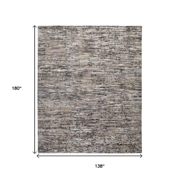 HomeRoots 4' Handcrafted Abstract Wool Area Rug in Gray, Brown & Beige - Elevate Your Space with Elegance 12' X 15' 513339