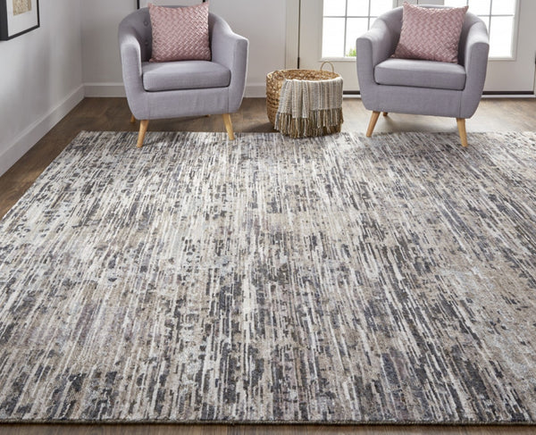 HomeRoots 4' Handcrafted Abstract Wool Area Rug in Gray, Brown & Beige - Elevate Your Space with Elegance 12' X 15' 513339
