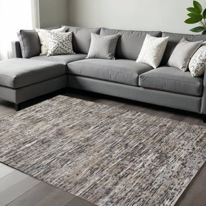 HomeRoots 4' Handcrafted Abstract Wool Area Rug in Gray, Brown & Beige - Elevate Your Space with Elegance 12' X 15' 513339