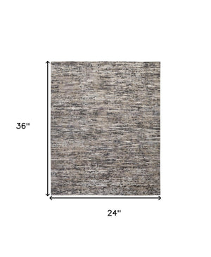HomeRoots 4' Handcrafted Abstract Wool Area Rug in Gray, Brown & Beige - Elevate Your Space with Elegance 2' X 3' 513340