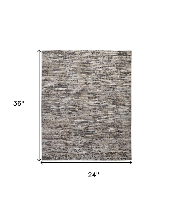 HomeRoots 4' Handcrafted Abstract Wool Area Rug in Gray, Brown & Beige - Elevate Your Space with Elegance 2' X 3' 513340