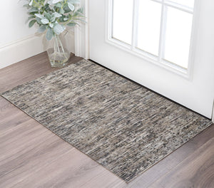 HomeRoots 4' Handcrafted Abstract Wool Area Rug in Gray, Brown & Beige - Elevate Your Space with Elegance 2' X 3' 513340