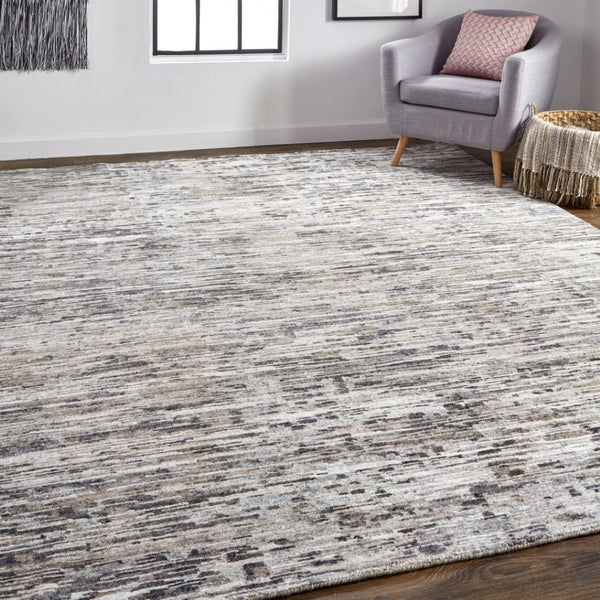 HomeRoots 4' Handcrafted Abstract Wool Area Rug in Gray, Brown & Beige - Elevate Your Space with Elegance 2' X 3' 513340