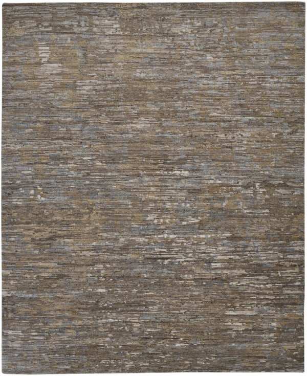 HomeRoots 4' Contemporary Hand-Knotted Wool Area Rug in Brown and Ivory - Unique Abstract Design for Any Room 4' X 6' 513341