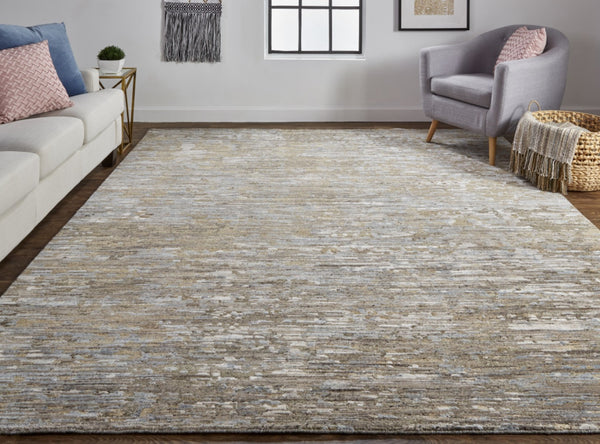 HomeRoots 4' Contemporary Hand-Knotted Wool Area Rug in Brown and Ivory - Unique Abstract Design for Any Room 4' X 6' 513341