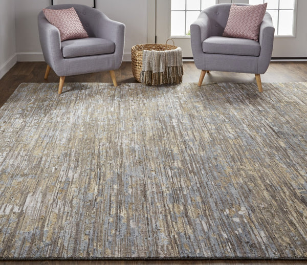 HomeRoots 4' Contemporary Hand-Knotted Wool Area Rug in Brown and Ivory - Unique Abstract Design for Any Room 4' X 6' 513341
