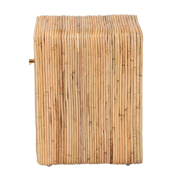 English Elm Bohemian Rattan Weave Nightstand with Drawer and Open Shelf for Organic Bedroom Style B2750P420405