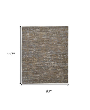 HomeRoots 4' Contemporary Hand-Knotted Wool Area Rug in Brown and Ivory - Unique Abstract Design for Any Room 8' X 10' 513343