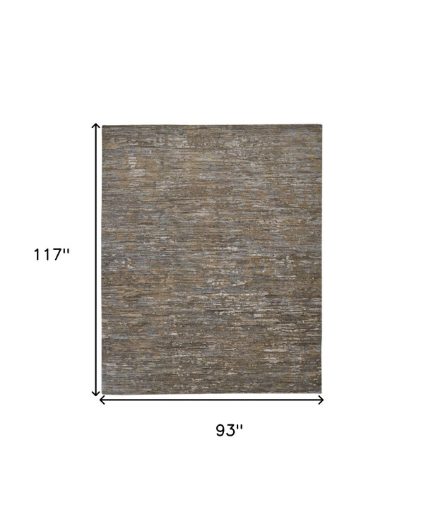 HomeRoots 4' Contemporary Hand-Knotted Wool Area Rug in Brown and Ivory - Unique Abstract Design for Any Room 8' X 10' 513343