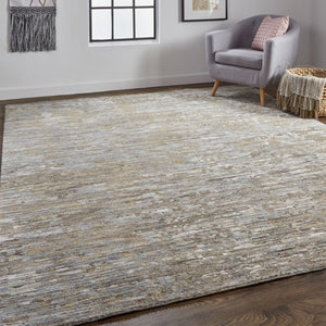 HomeRoots 4' Contemporary Hand-Knotted Wool Area Rug in Brown and Ivory - Unique Abstract Design for Any Room 8' X 10' 513343