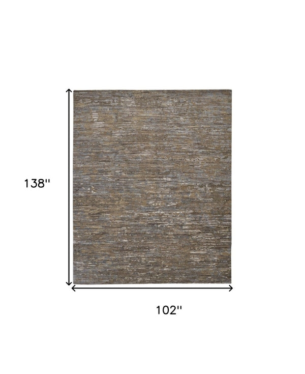 HomeRoots 4' Contemporary Hand-Knotted Wool Area Rug in Brown and Ivory - Unique Abstract Design for Any Room 9' X 12' 513344