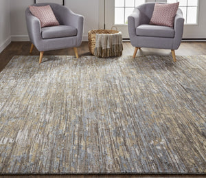 HomeRoots 4' Contemporary Hand-Knotted Wool Area Rug in Brown and Ivory - Unique Abstract Design for Any Room 10' X 13' 513345