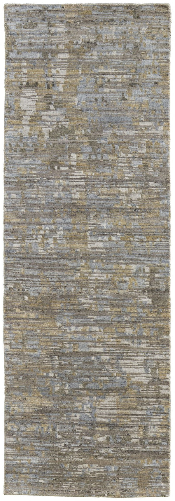 HomeRoots 4' Contemporary Hand-Knotted Wool Area Rug in Brown and Ivory - Unique Abstract Design for Any Room 8' Runner 513346