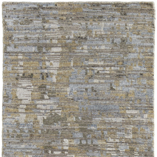 HomeRoots 4' Contemporary Hand-Knotted Wool Area Rug in Brown and Ivory - Unique Abstract Design for Any Room 8' Runner 513346