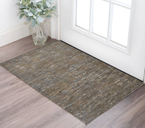 HomeRoots 4' Contemporary Hand-Knotted Wool Area Rug in Brown and Ivory - Unique Abstract Design for Any Room 2' X 3' 513348