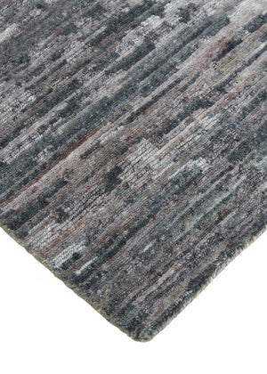 HomeRoots 4' Hand-Knotted Wool Area Rug in Blue and Gray Abstract Design for Modern Home Elegance 5' X 8' 513350