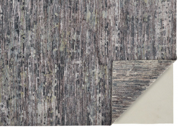 HomeRoots 4' Hand-Knotted Wool Area Rug in Blue and Gray Abstract Design for Modern Home Elegance 5' X 8' 513350