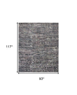 HomeRoots 4' Hand-Knotted Wool Area Rug in Blue and Gray Abstract Design for Modern Home Elegance 8' X 10' 513351