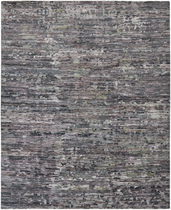 HomeRoots 4' Hand-Knotted Wool Area Rug in Blue and Gray Abstract Design for Modern Home Elegance 10' X 13' 513353