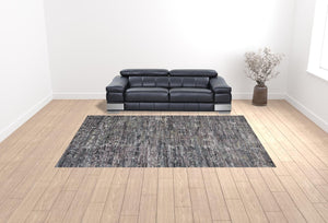 HomeRoots 4' Hand-Knotted Wool Area Rug in Blue and Gray Abstract Design for Modern Home Elegance 10' X 13' 513353