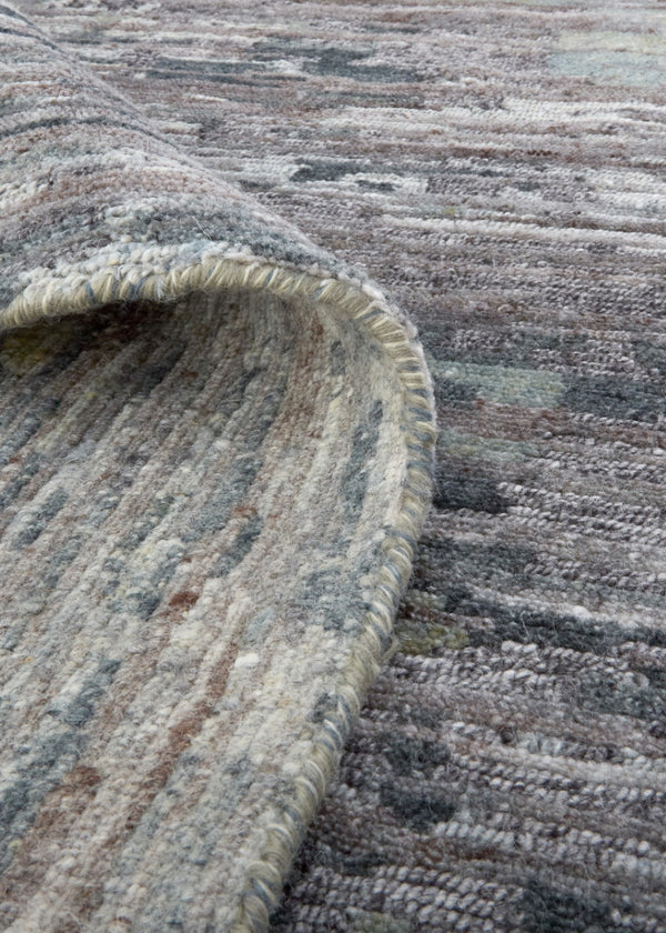 HomeRoots 4' Hand-Knotted Wool Area Rug in Blue and Gray Abstract Design for Modern Home Elegance 8' Runner 513354