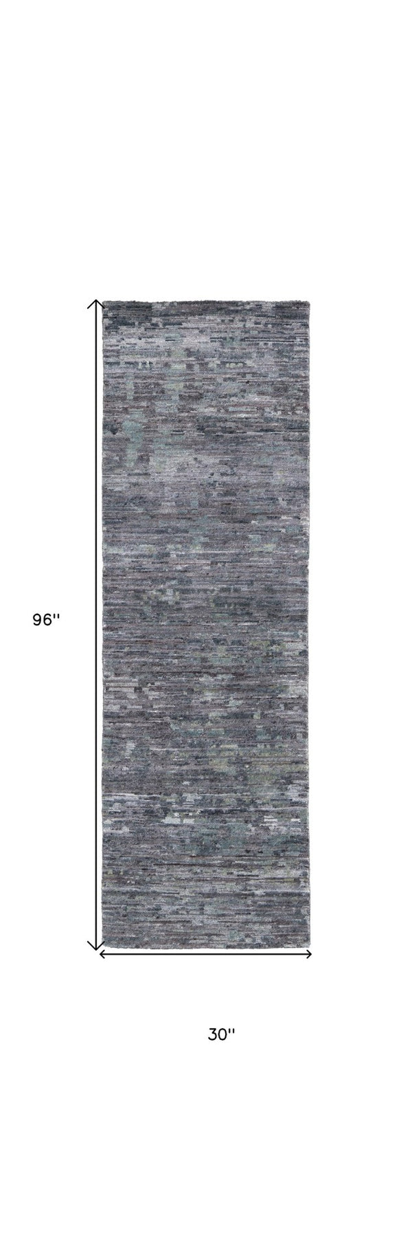HomeRoots 4' Hand-Knotted Wool Area Rug in Blue and Gray Abstract Design for Modern Home Elegance 8' Runner 513354