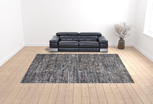 HomeRoots 4' Hand-Knotted Wool Area Rug in Blue and Gray Abstract Design for Modern Home Elegance 12' X 15' 513355