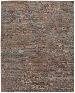Homeroots 5' X 8' Red And Blue Wool Abstract Hand Knotted Area Rug  Wool 513358