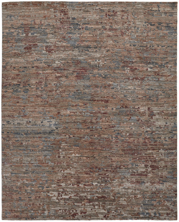 Homeroots 5' X 8' Red And Blue Wool Abstract Hand Knotted Area Rug  Wool 513358