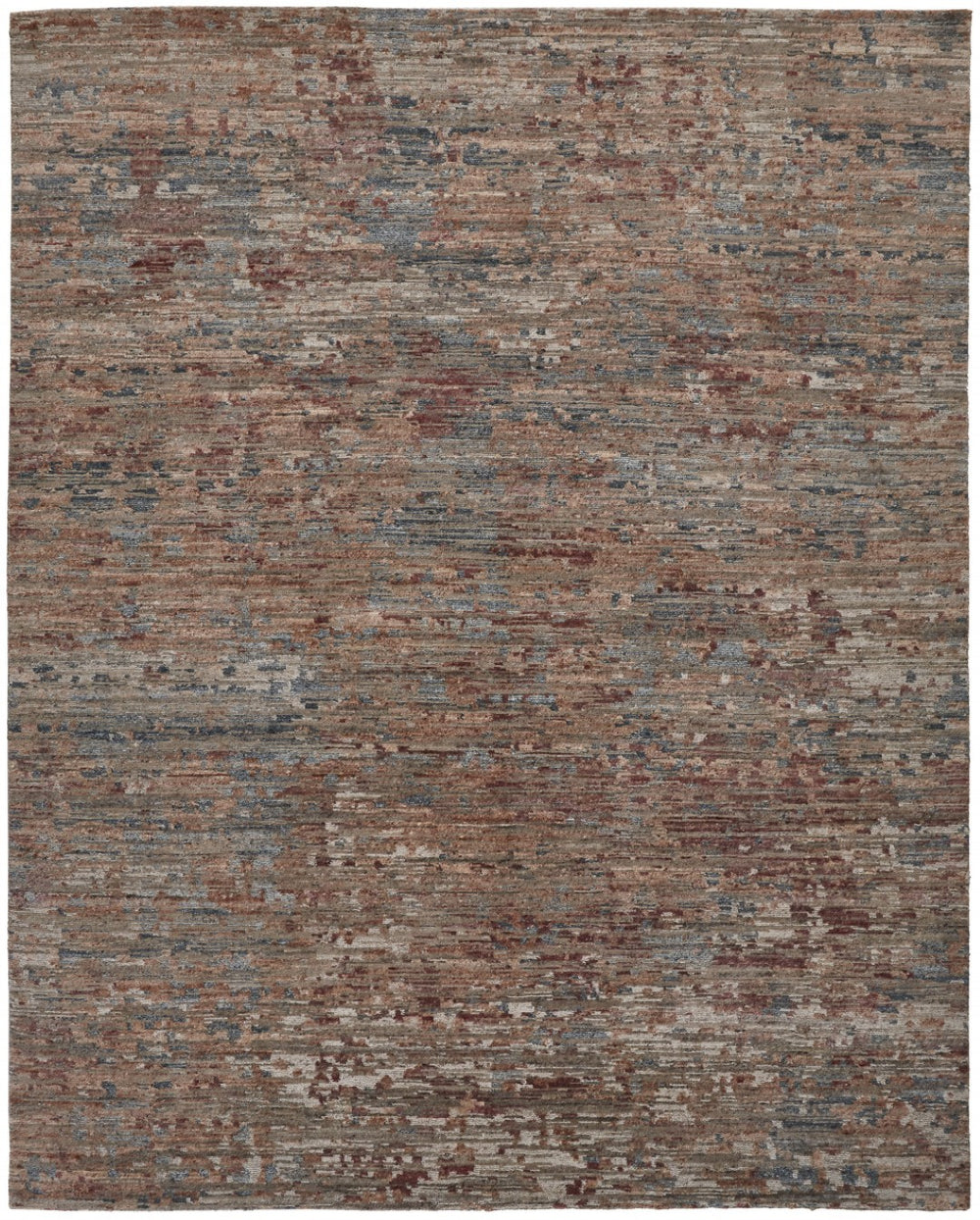 HomeRoots 4' Hand-Knotted Wool Area Rug with Bold Blue and Red Abstract Design for Modern Living Spaces 9' X 12' 513360