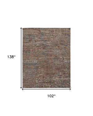 Homeroots 9' X 12' Red And Blue Wool Abstract Hand Knotted Area Rug  Wool 513360