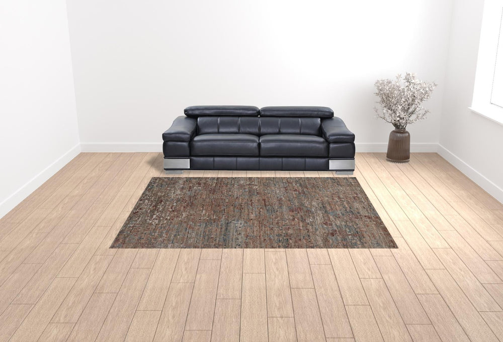 HomeRoots 4' Hand-Knotted Wool Area Rug with Bold Blue and Red Abstract Design for Modern Living Spaces 9' X 12' 513360