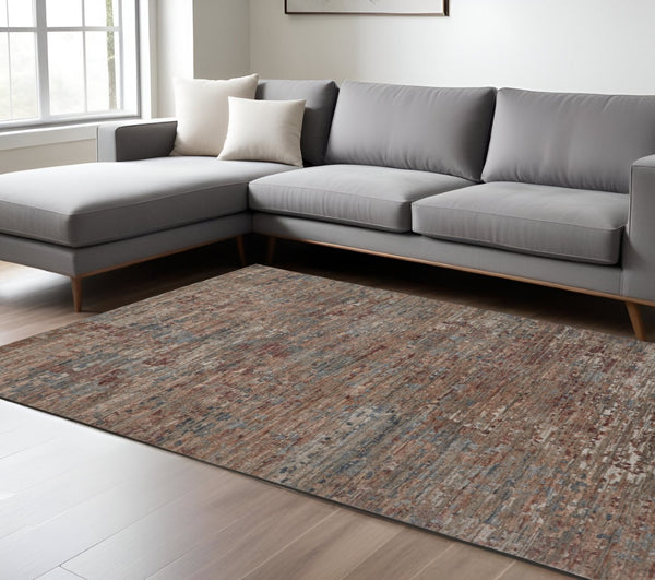 HomeRoots 4' Hand-Knotted Wool Area Rug with Bold Blue and Red Abstract Design for Modern Living Spaces 12' X 15' 513363