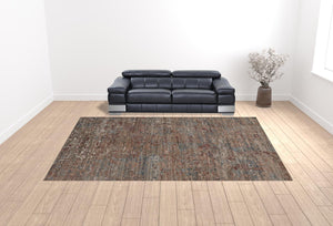 Homeroots 12' X 15' Red And Blue Wool Abstract Hand Knotted Area Rug  Wool 513363