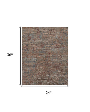 Homeroots 2' X 3' Blue And Red Wool Abstract Hand Knotted Area Rug  Wool 513364