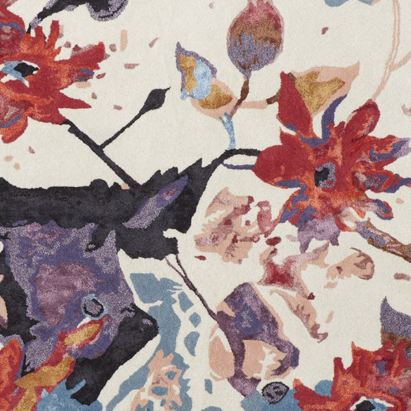 HomeRoots 4' Timeless Blue and Red Floral Hand-Tufted Area Rug - Elegant Comfort for Living Rooms & Bedrooms 5' X 8' 513366
