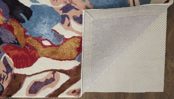 HomeRoots 4' Timeless Blue and Red Floral Hand-Tufted Area Rug - Elegant Comfort for Living Rooms & Bedrooms 8' X 10' 513367
