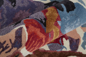 HomeRoots 4' Timeless Blue and Red Floral Hand-Tufted Area Rug - Elegant Comfort for Living Rooms & Bedrooms 8' X 10' 513367