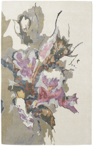 HomeRoots 4' Elegant Pink and Green Floral Hand-Tufted Wool Area Rug for Living Rooms and Bedrooms Decor 10' X 14' 513375