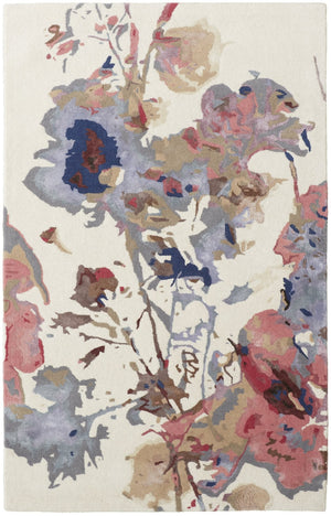 HomeRoots 4' Timeless Ivory and Blue Floral Hand-Tufted Wool Area Rug for Luxurious Comfort and Style 9' X 12' 513380