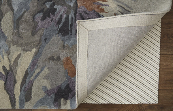 HomeRoots 4' Blue and Gray Floral Hand-Tufted Wool Area Rug - Timeless Style for Cozy Living Spaces 10' X 14' 513387