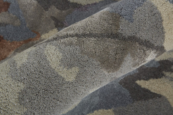 HomeRoots 4' Blue and Gray Floral Hand-Tufted Wool Area Rug - Timeless Style for Cozy Living Spaces 10' X 14' 513387