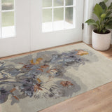 Homeroots 2' X 3' Blue And Gray Wool Floral Hand Tufted Area Rug  Wool 513388