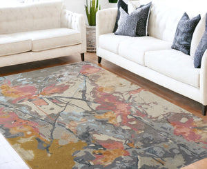 HomeRoots 4' Elegant Hand-Tufted Wool Area Rug with Timeless Ivory and Blue Floral Design for Cozy Spaces 5' X 8' 513390