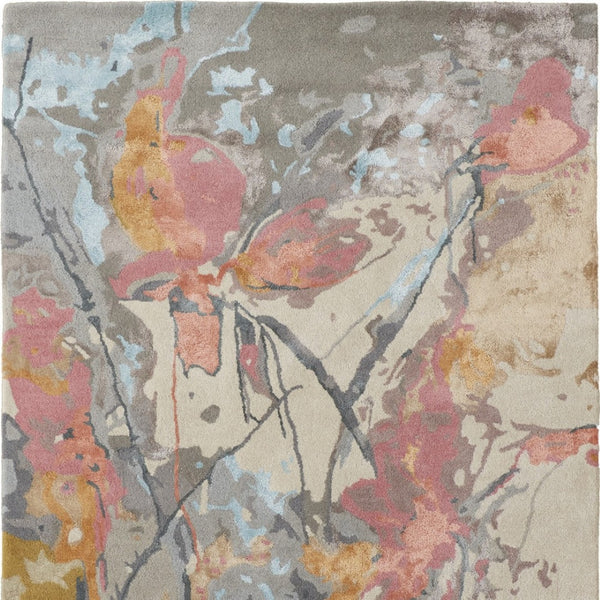 HomeRoots 4' Elegant Hand-Tufted Wool Area Rug with Timeless Ivory and Blue Floral Design for Cozy Spaces 10' X 14' 513393