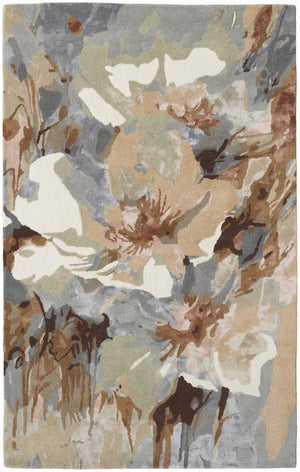 HomeRoots 4' Elegant Tan and Gray Floral Hand-Tufted Wool Area Rug for Cozy Living Rooms and Bedrooms 9' X 12' 513398
