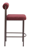 Livorno Counter Stool - Set of 2 Red & Bronze 109813 Zuo Modern