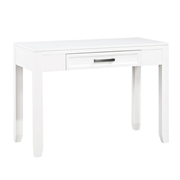 English Elm White Garretson Writing Desk with Drawer, Rustic-Transitional Wood 42"x20" Home Office Table B011P255285